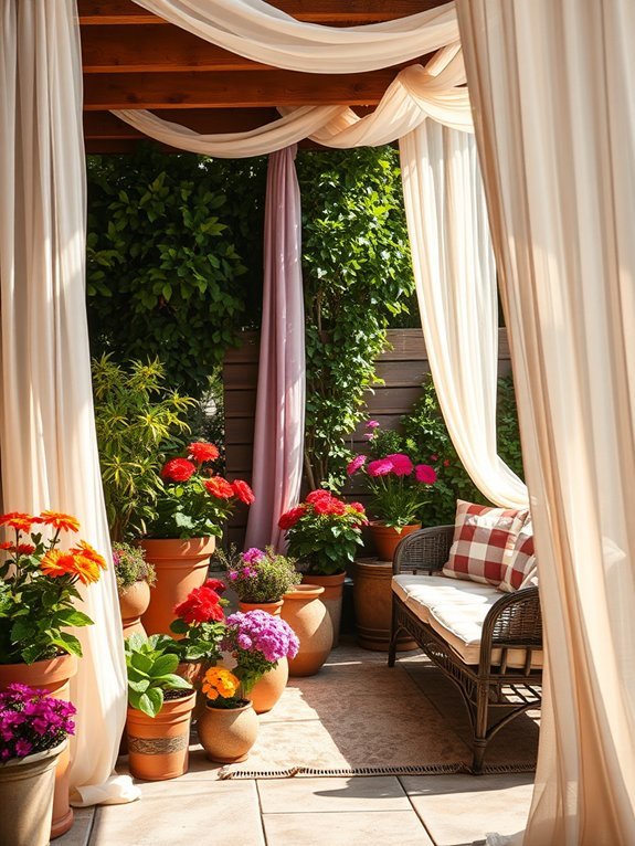 13 Summer Garden Decor Ideas to Beat the Heat 3 add stylish outdoor drapes