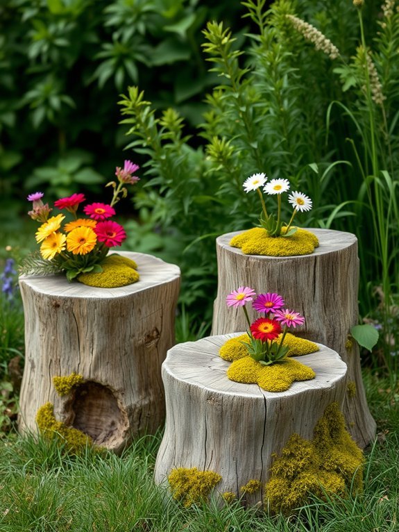 20 Beautiful Rustic Garden Accents to Enhance Your Yard 9 aged timber remnants scattered