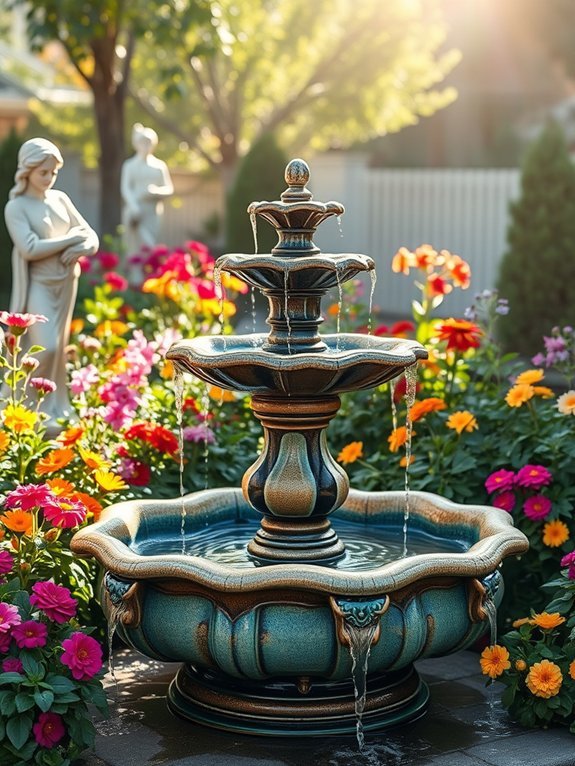 artisan crafted pottery fountain