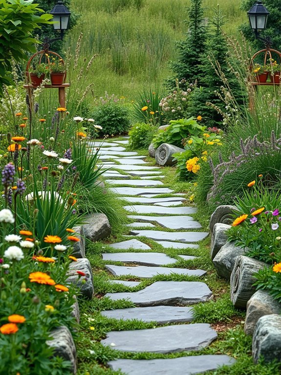 11 DIY Rustic Garden Projects for a Natural Look 4 artisanal stone walkway creation