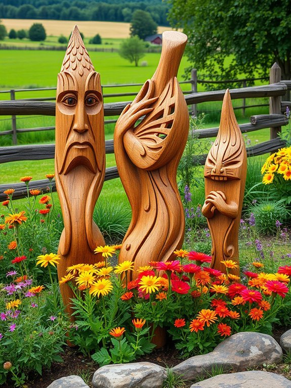 9 Rustic Garden Decor Ideas for Rural Spaces 9 artistic wooden craft pieces