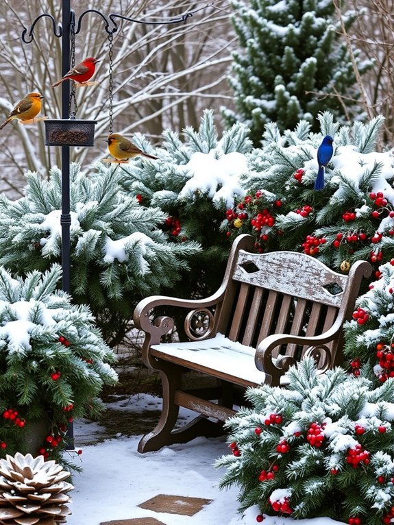 14 Cozy Winter Garden Decor Ideas for Cold Months 13 attract birds to garden