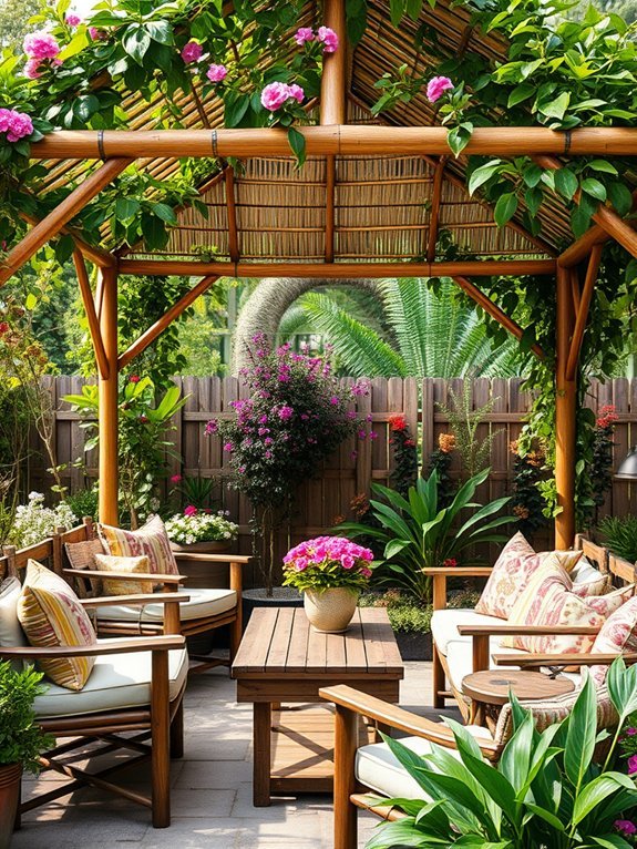 12 Rustic Garden Furniture Ideas That Will Never Go Out of Style 12 bamboo structure outdoor shelter