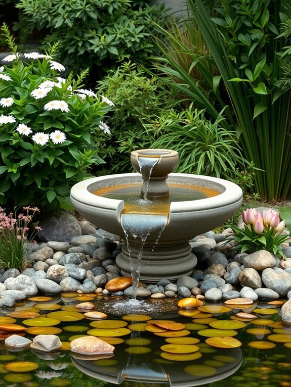 16 Modern Garden Water Features to Create a Zen Atmosphere 10 bubbling water feature design