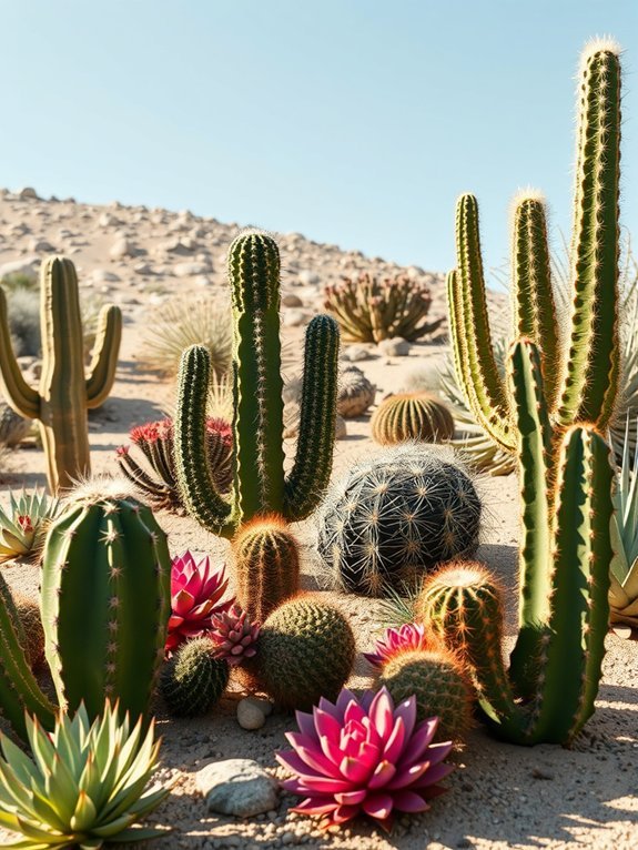 13 Elegant Desert Garden Decor Ideas for Arid Environments 3 cacti as artistic centerpieces