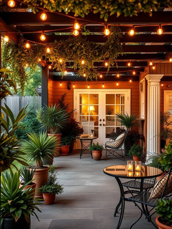 10 Patio Garden Lighting Ideas to Brighten Your Outdoor Area 6 caf ambiance with bistro lights