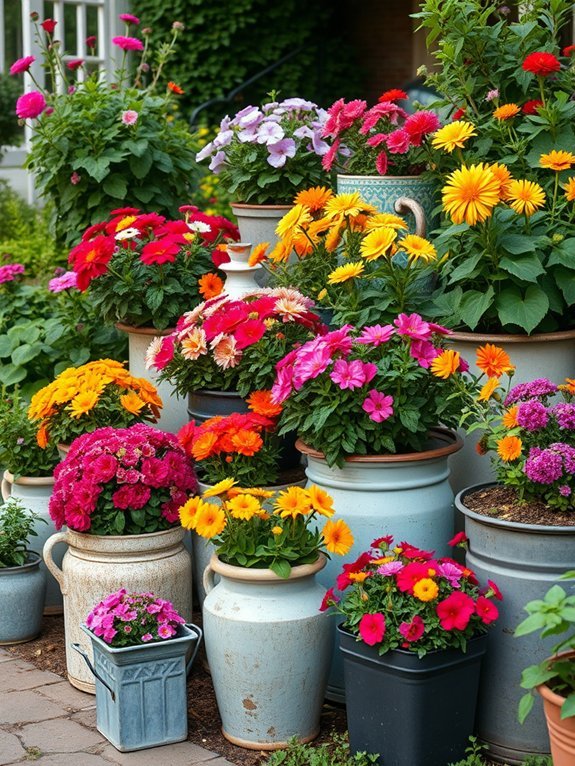 charming antique garden containers