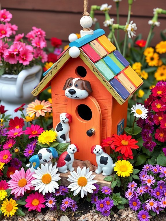 15 Cute Garden Decorations for Dog Lovers 10 charming dog house birdhouses
