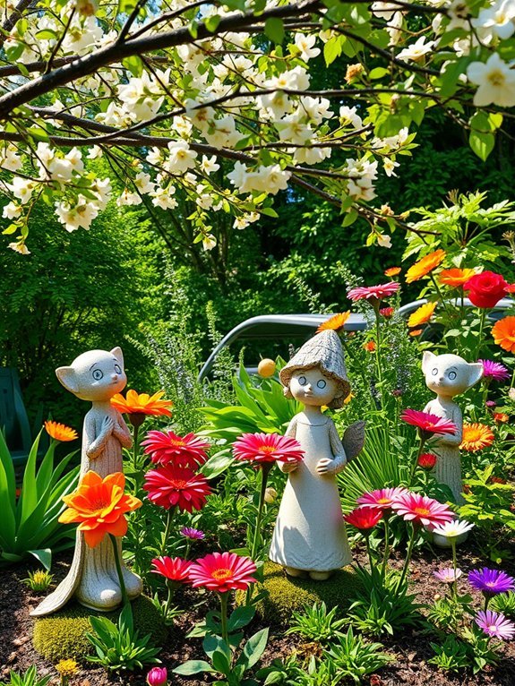 charming garden figures added