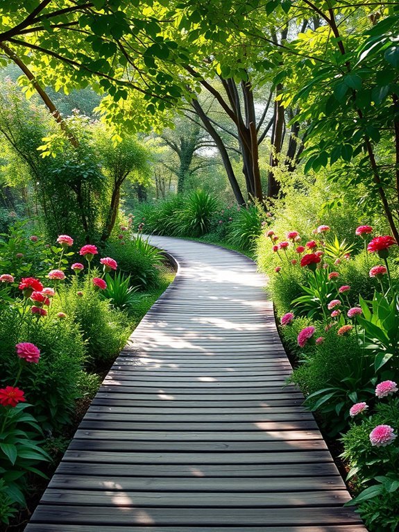 11 Simple Modern Garden Paths to Elevate Your Yard 3 charming natural wooden pathways