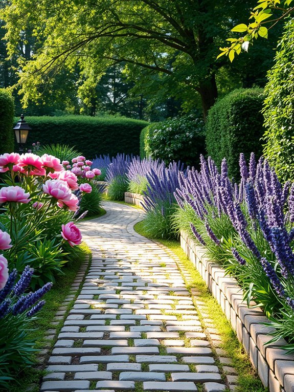 12 Flower-Lined Garden Path Ideas You’ll Love 2 charming stone walkway garden