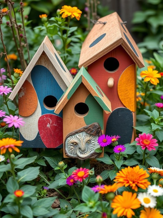 17 Ways to Add Modern Art to Your Garden Decor 14 choose distinctive birdhouses creatively