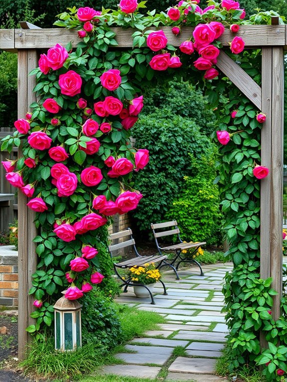18 Simple Rustic Garden Ideas That Create a Cozy Outdoor Vibe 18 climbing plants on trellis