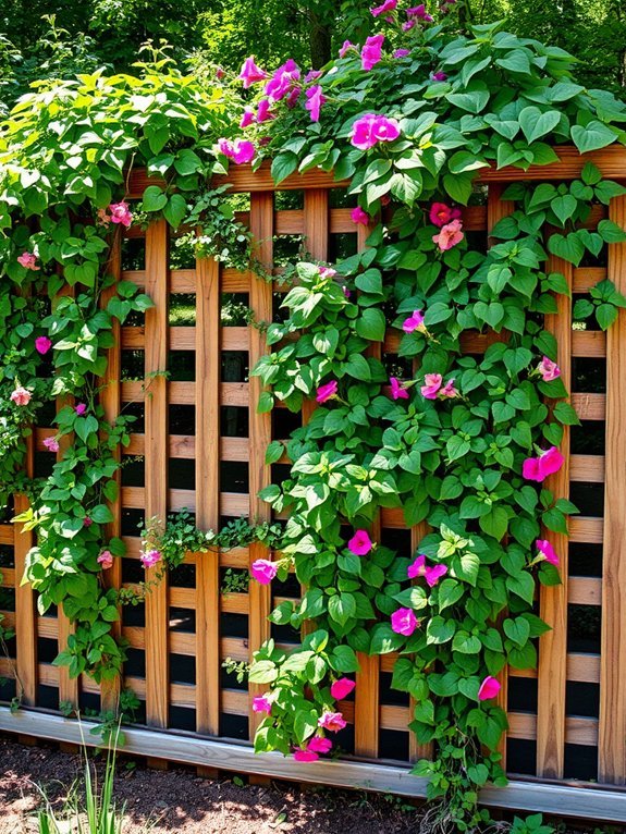 9 Unique Garden Fence Ideas for Privacy and Style 8 climbing plants on trellis