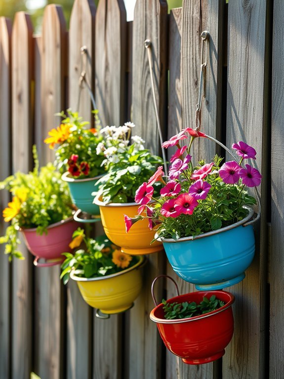 12 Recycled Container Garden Ideas for Eco-Friendly Decor 10 colanders used for gardening