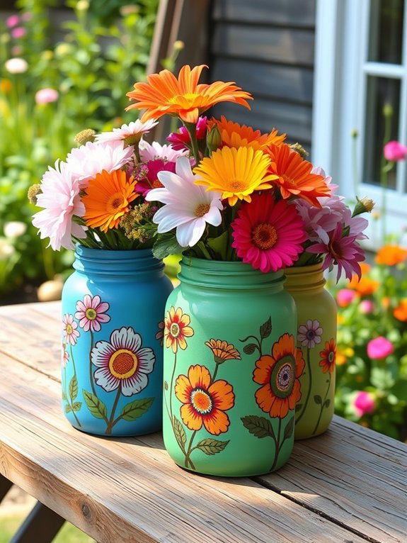 12 Recycled Container Garden Ideas for Eco-Friendly Decor 13 colorful artistic jar decor