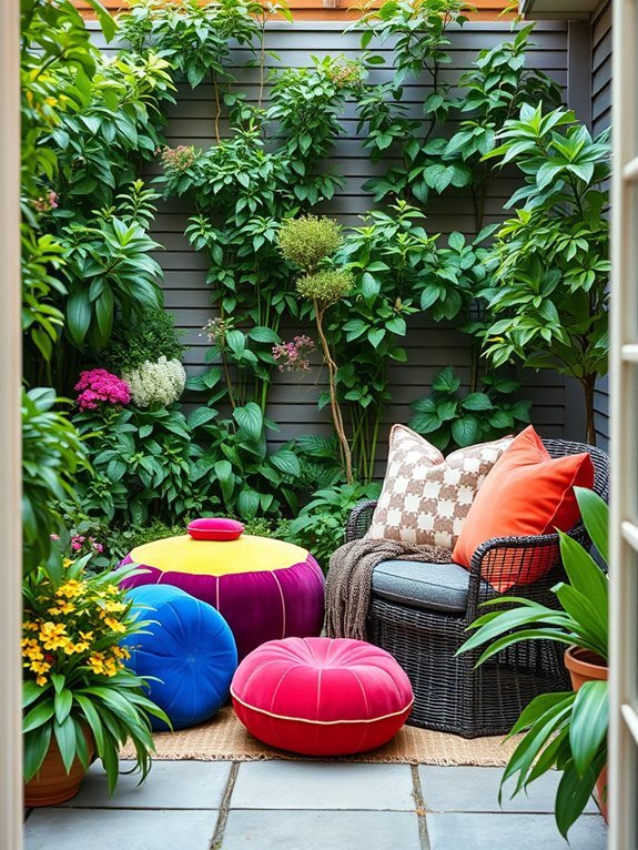 10 Stunning Small Garden Furniture Ideas for Limited Spaces 8 colorful decorative floor cushions