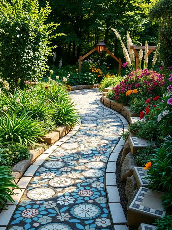 12 Boho Garden Paths and Walkways You’ll Want to Copy 2 colorful decorative walkway design
