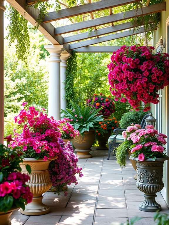 17 Stunning Garden Patios With Creative Decor Ideas 3 colorful floral arrangements showcased