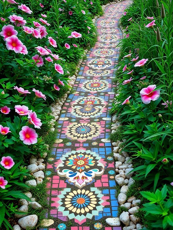 10 Budget-Friendly Garden Path Ideas You Can DIY 11 colorful mosaic tile paths