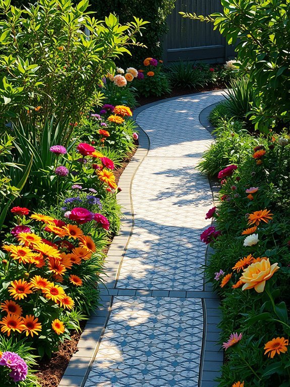 17 Stunning Garden Walkways to Inspire Your Yard Design 8 colorful patterned stone walkway