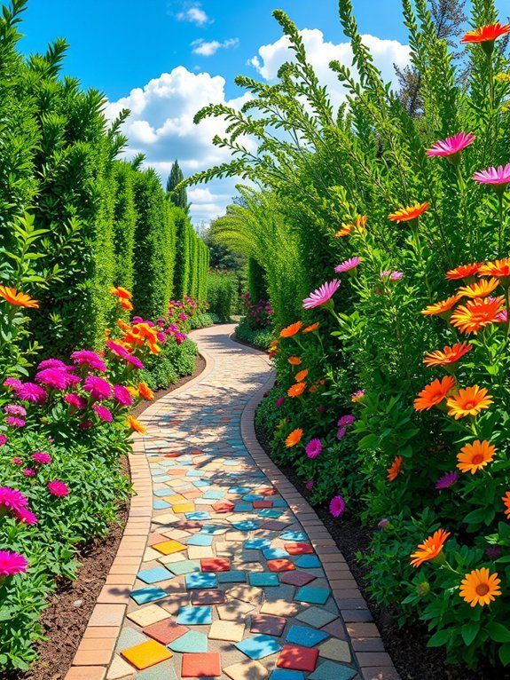 25 Creative Ways to Style Your Garden With Decor 7 colorful tiled walkways design