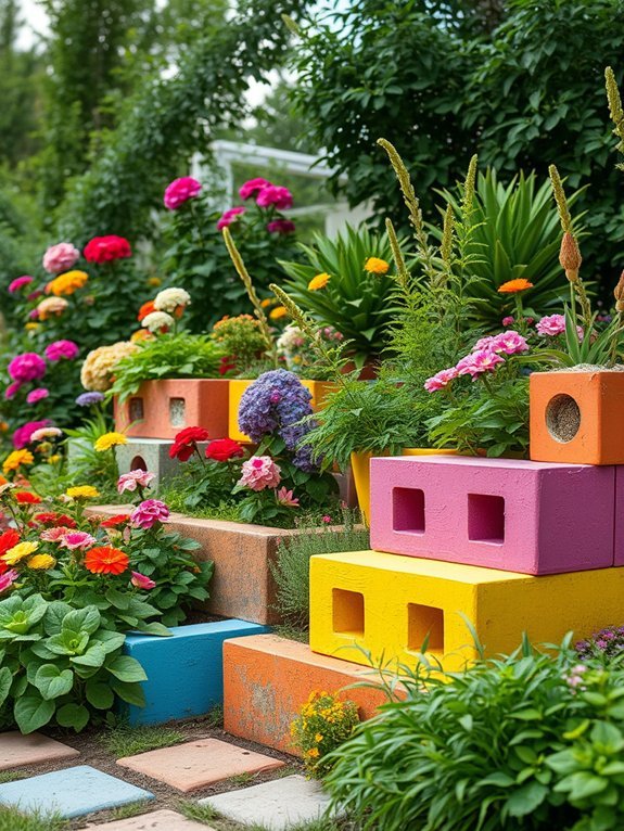 13 Amazing Outdoor Planter Ideas for Creative Garden Decor 10 colorfully coated concrete blocks