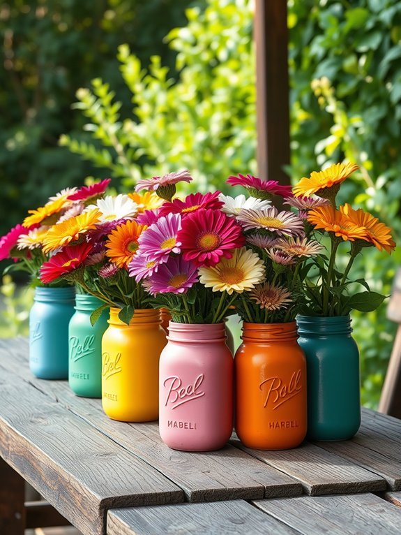 12 Flower Pot Ideas to Elevate Your Garden Look 8 colorfully decorated glass containers