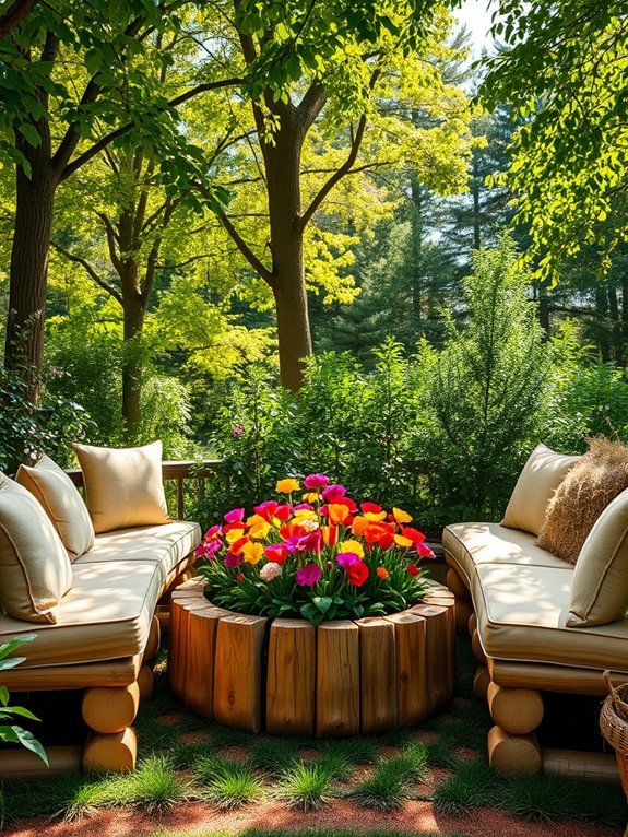 14 Budget-Friendly DIY Garden Decorations That Look Expensive 12 cozy natural wood seating