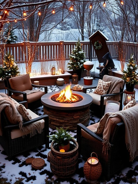 14 Cozy Winter Garden Decor Ideas for Cold Months 4 cozy outdoor gathering space