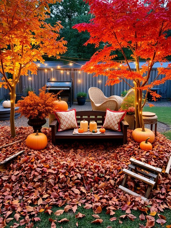 20 Fall Garden Decor Ideas to Celebrate Autumn 15 cozy outdoor leaf seating