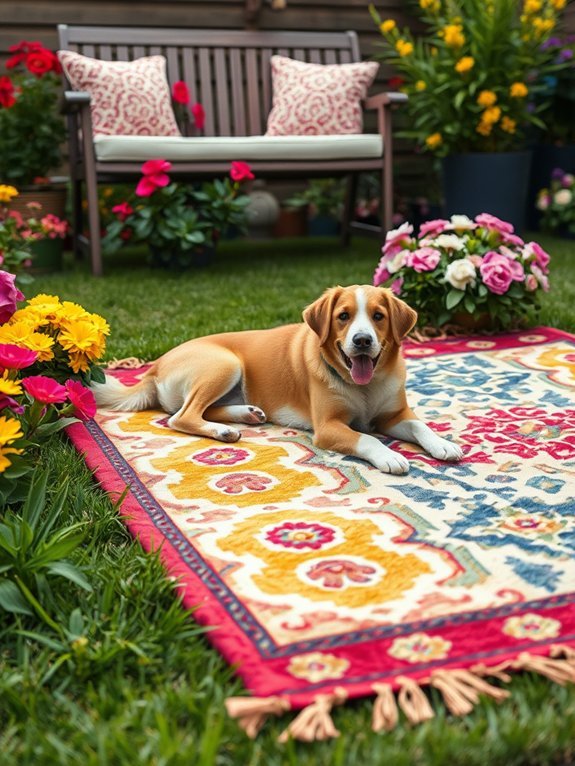 16 Ideas for Creating a Pet-Friendly Garden Decor 9 cozy outdoor rug comfort