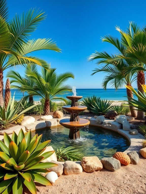 16 Coastal Garden Decor Ideas to Create a Beachy Vibe 6 create a decorative water installation
