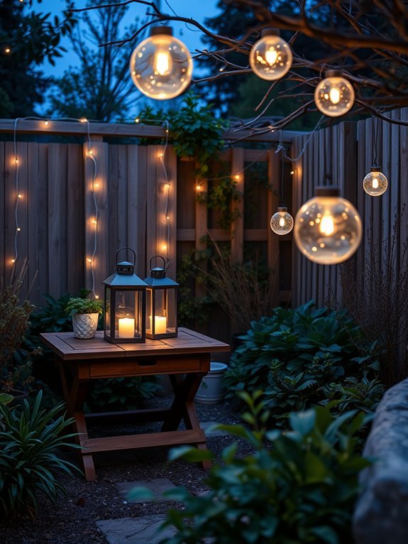 16 Ways to Make the Most of Your Small Garden With Decor 8 create ambiance with lighting