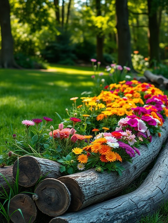 16 Creative Ways to Display Flowers in Your Garden 7 create log flower bed
