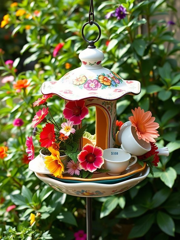 12 Recycled Garden Decorations You Can Make Yourself 3 creative ceramic bird feeders
