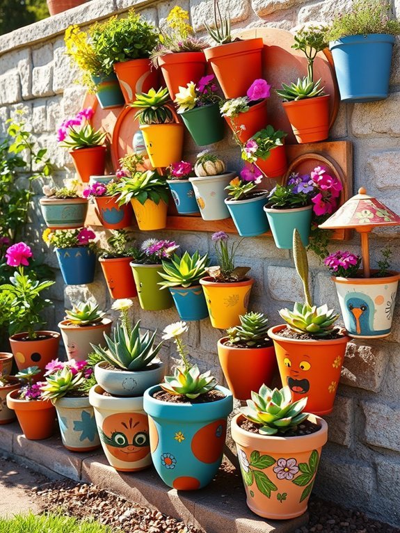20 Stunning Garden Wall Art Ideas to Personalize Your Yard 10 decorative clay pot artwork