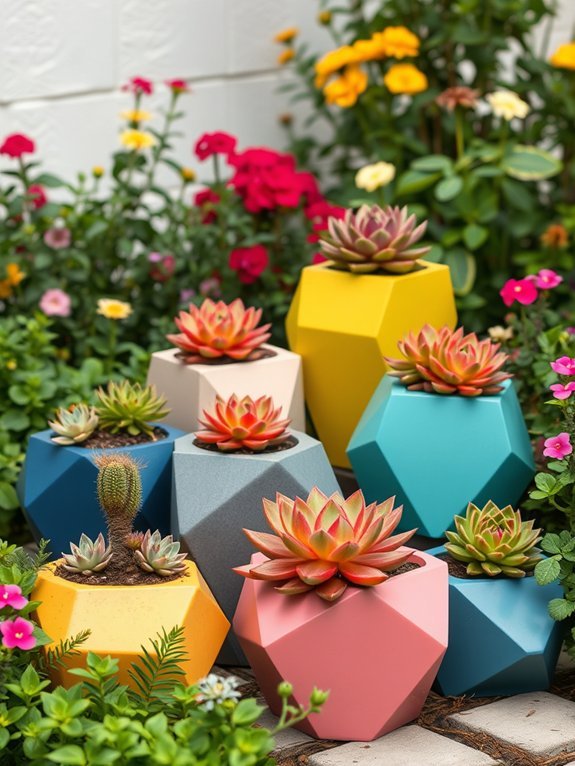 17 Ways to Add Modern Art to Your Garden Decor 3 decorative geometric plant holders