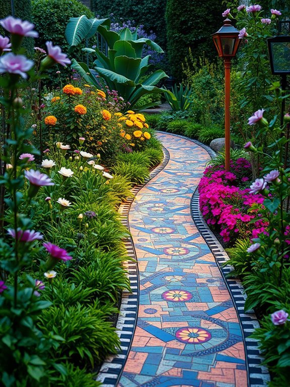 12 Creative Pathway Ideas for Your Garden’s Unique Look 4 decorative tiled walkways design