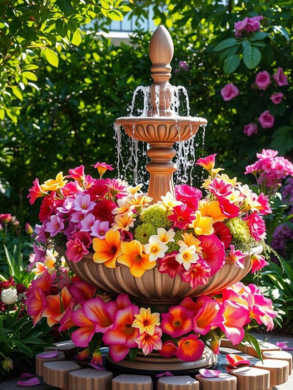 16 Creative Ways to Display Flowers in Your Garden 9 design a floral fountain