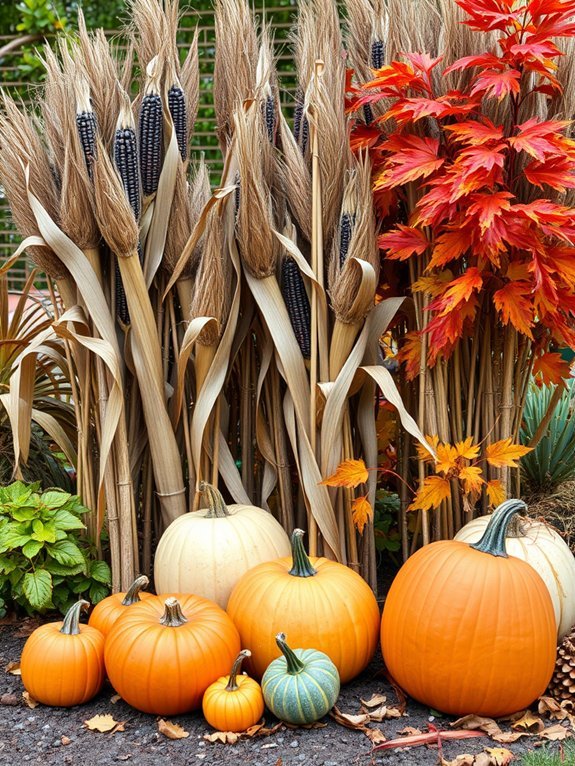 20 Fall Garden Decor Ideas to Celebrate Autumn 7 dried corn stalks texture