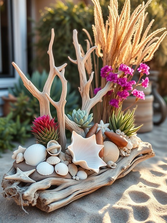16 Coastal Garden Decor Ideas to Create a Beachy Vibe 7 driftwood inspired decorative elements