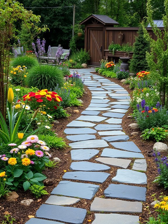 9 Natural Stone Garden Path Ideas for a Rustic Look 7 elegant slate walkways design