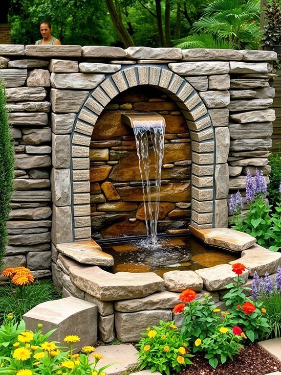 13 Beautiful DIY Garden Fountains to Make at Home 4 elegant stone wall feature