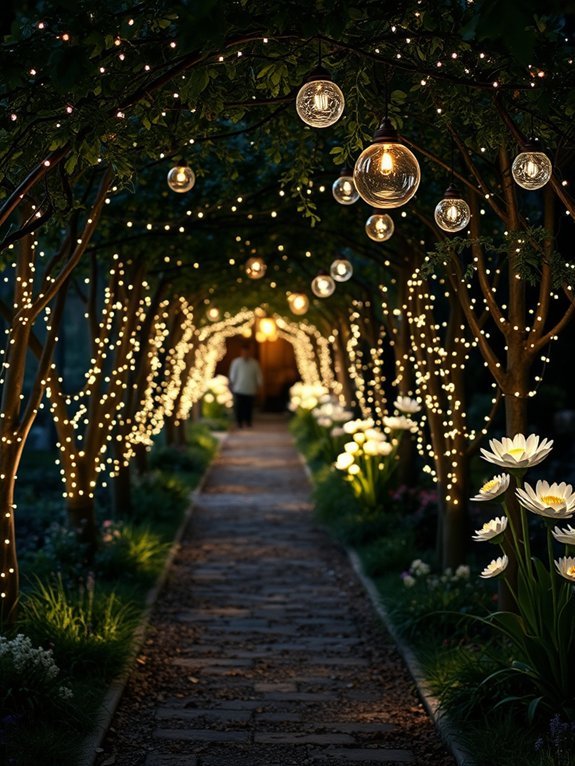 17 Beautiful Fairy Lights Ideas for a Magical Garden Look 5 enchanting illuminated walkway decor