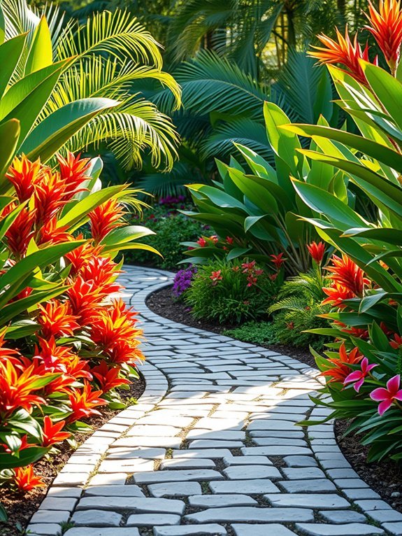 12 Flower-Lined Garden Path Ideas You’ll Love 4 exotic flower paver stones