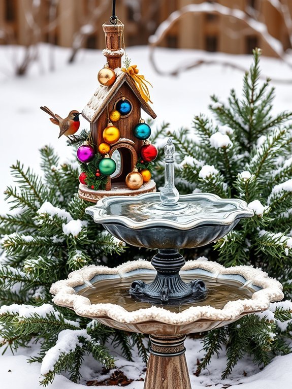 15 Winter Garden Decorations to Make Your Yard Shine 12 feeding and watering birds