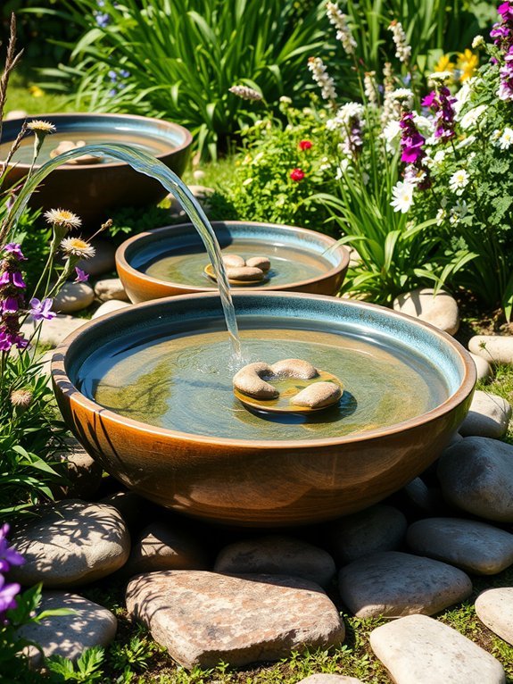 18 Easy-to-Maintain Garden Water Features for Busy People 10 floating ceramic water dishes