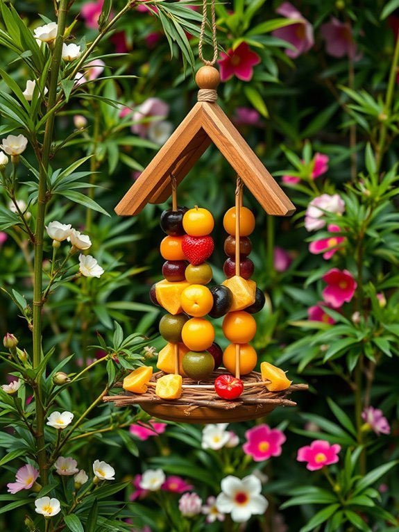10 Creative Bird Feeder Ideas for Your Garden 6 fruit skewer bird feeder