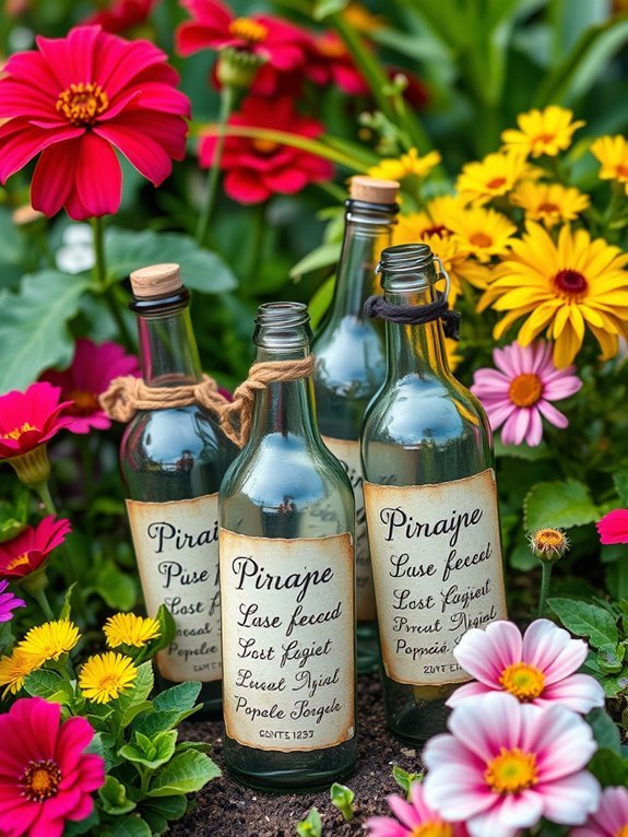 10 Pirate-Themed Garden Ideas for a Whimsical Yard 7 garden markers in bottles